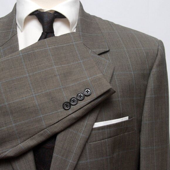 46L Jos A Bank 2 Piece Suit Blazer Sportcoat 36W Pants Grey Wool D090510 - Picture 2 of 16